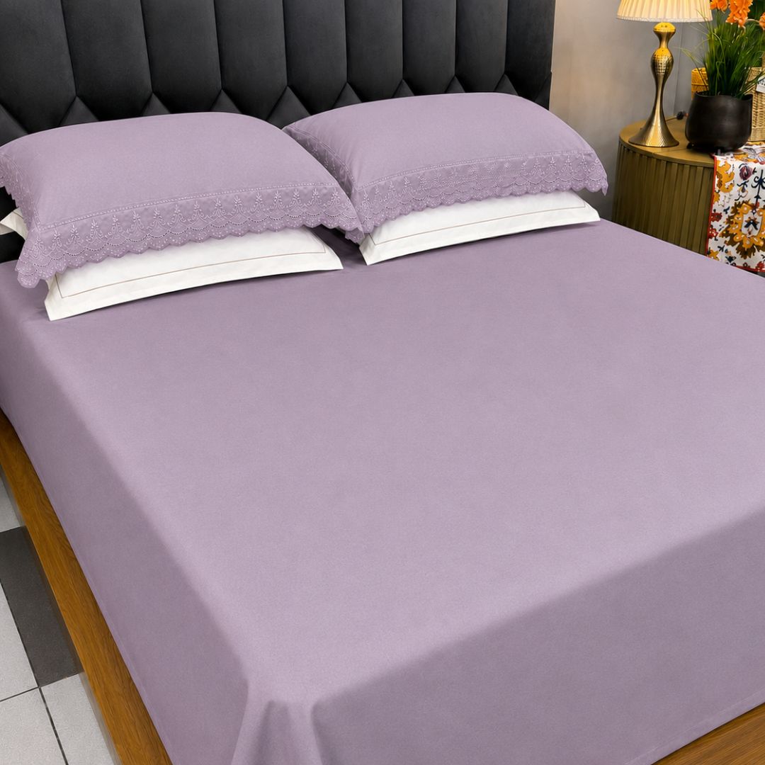 Turkish-Style & Chikankari-Inspired Lace Bedsheet Set