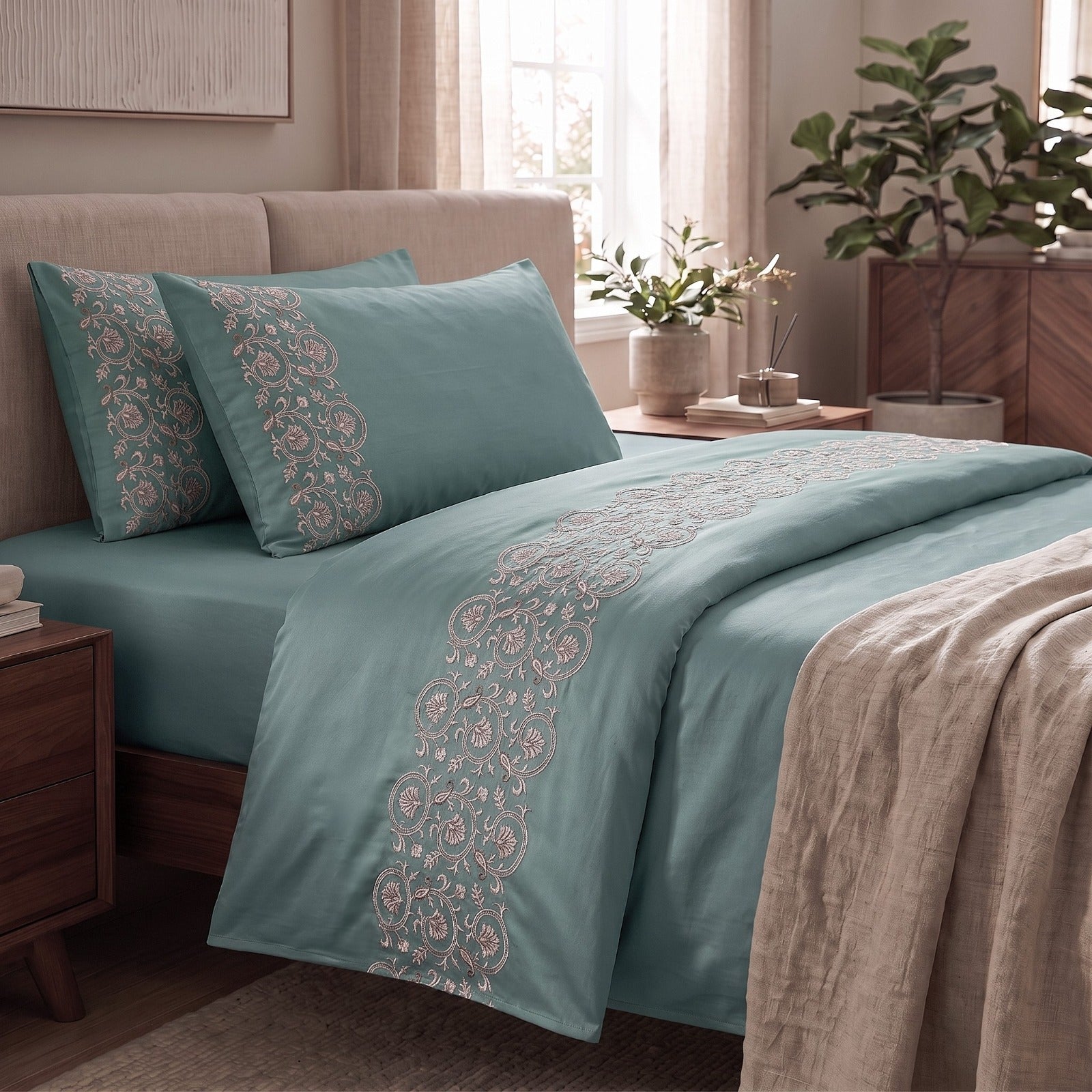 400 TC Pure Cotton Embroidery Bedsheets