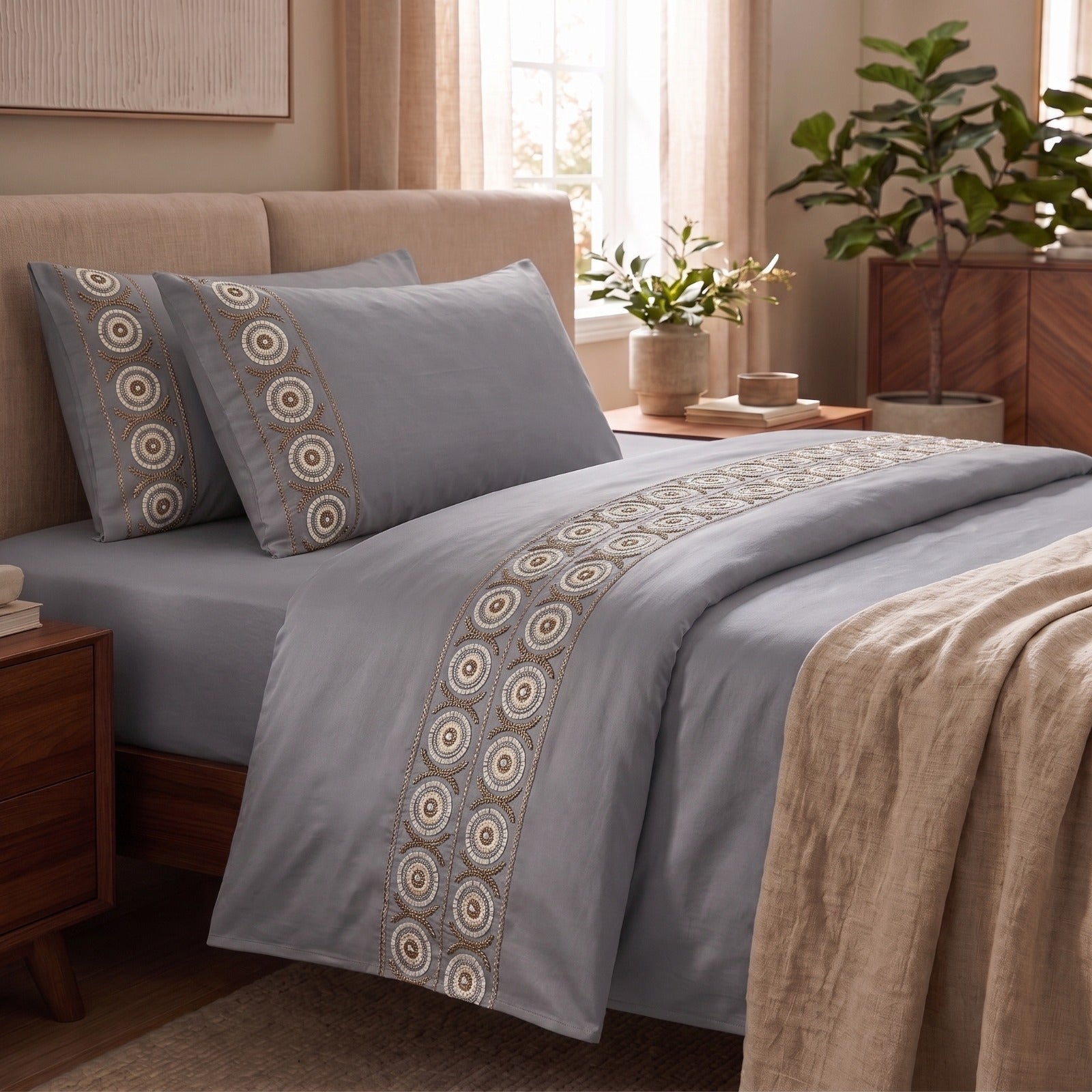 400 TC Pure Cotton Embroidery Bedsheets