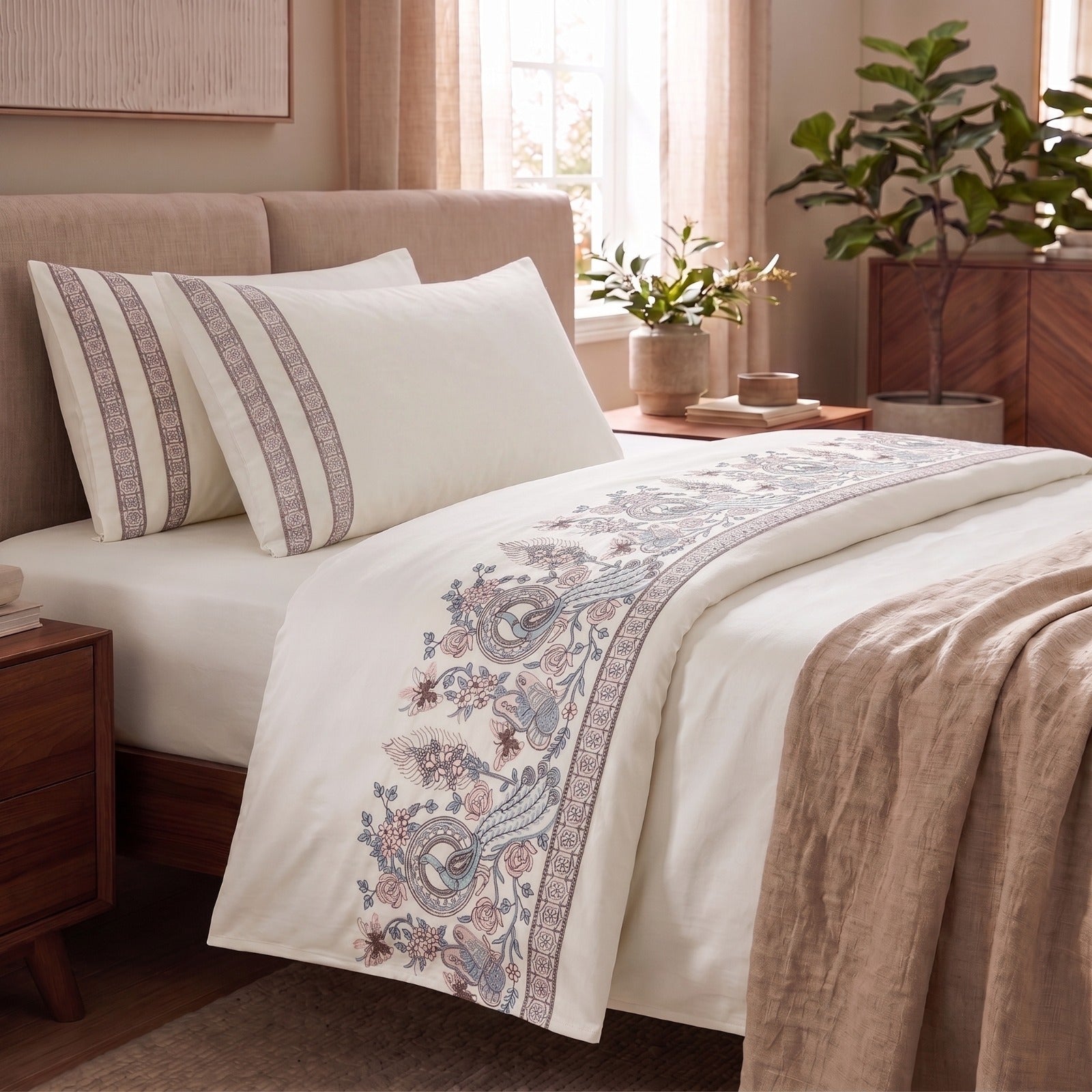 400 TC Pure Cotton Embroidery Bedsheets