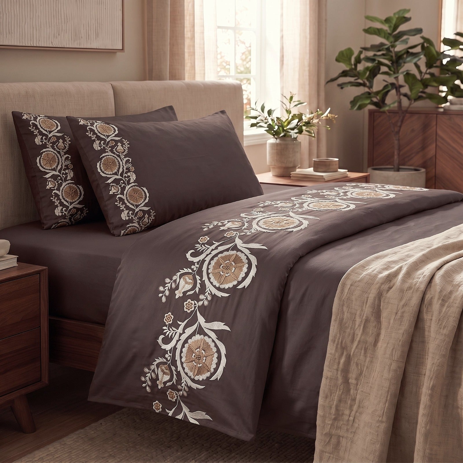 400 TC Pure Cotton Embroidery Bedsheets