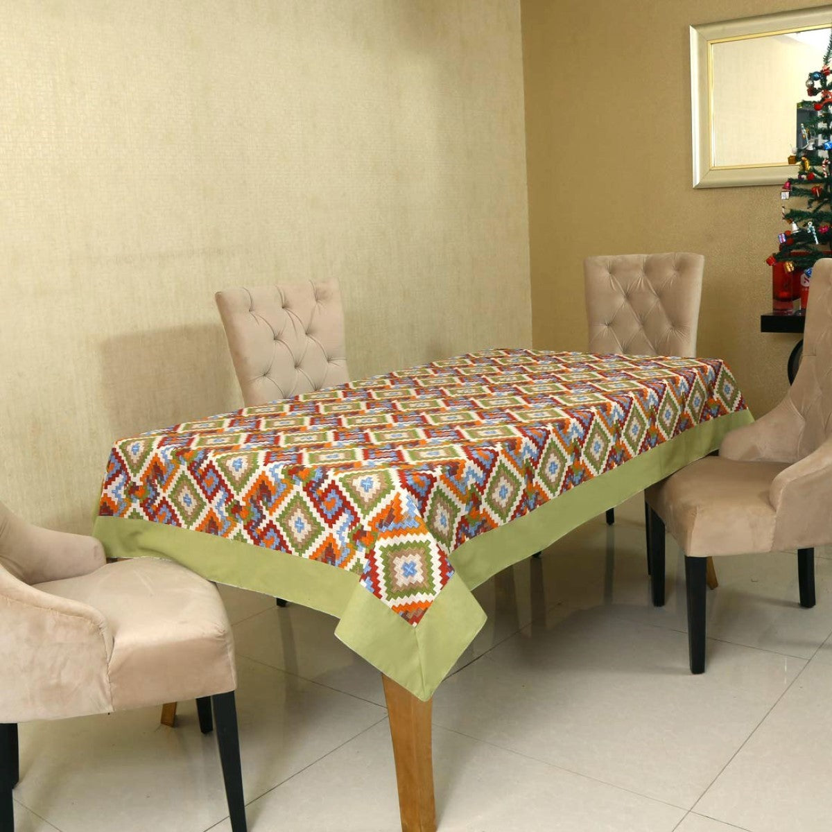 BILBERRY Furnishing By Preeti Grover Graphic 6 Seater Table Cover (Multicolor, Cotton)