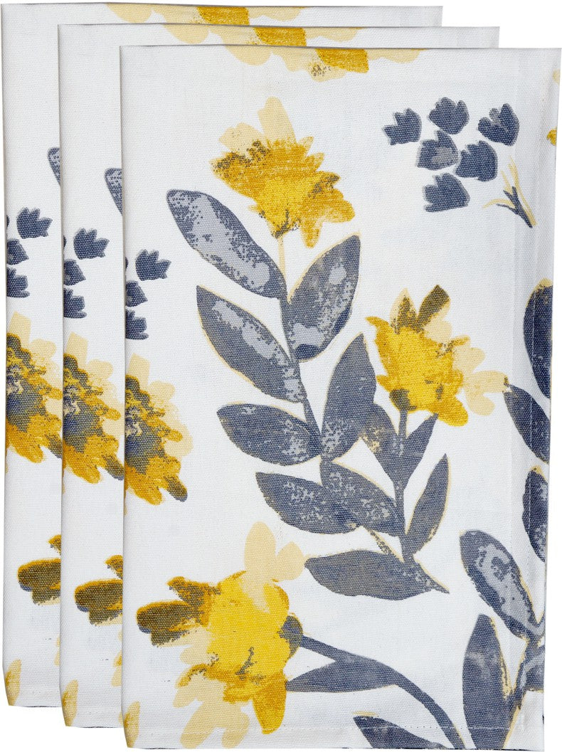 BILBERRY Furnishing By Preeti Grover Square Pack of 3 Table Placemat (Grey, Yellow, Cotton)