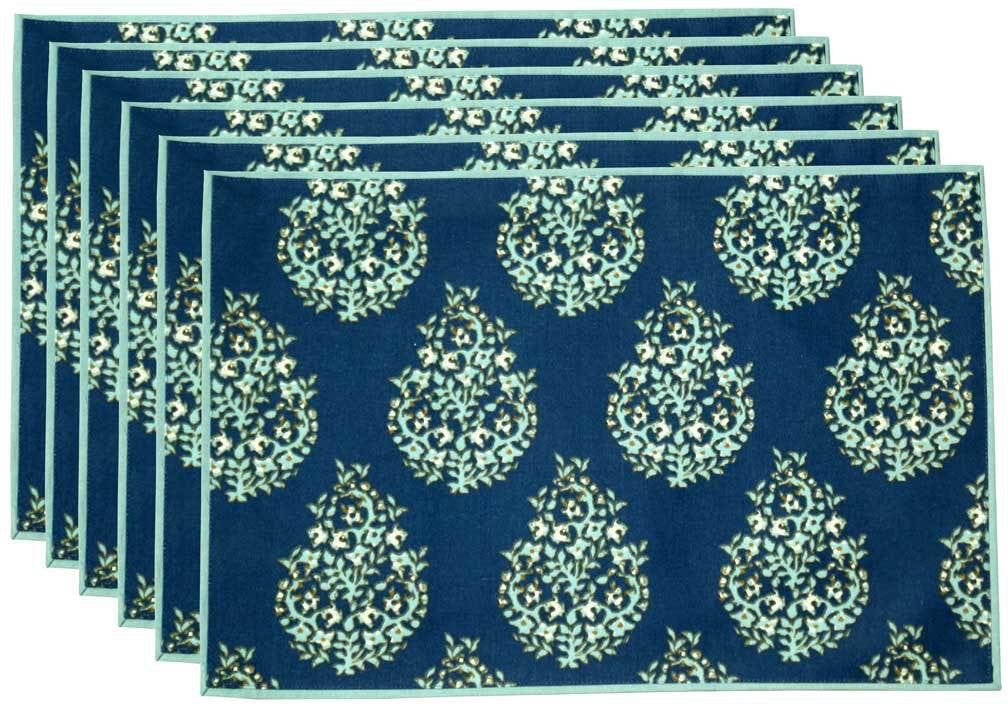 BILBERRY Furnishing By Preeti Grover Square Pack of 3 Table Placemat (Multicolor, Cotton)