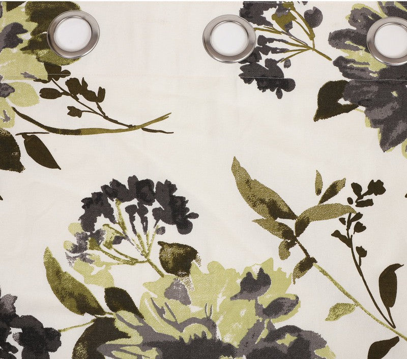  BILBERRY Furnishing 213.36 cm (7 ft) Cotton Semi Transparent Door Curtain Single Curtain (Floral, Grey & Green)