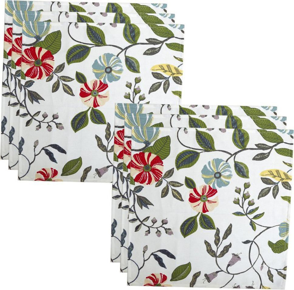 BILBERRY Furnishing By Preeti Grover Table Napkin Cotton(18 * 18 IN), Perfect for Gifting - Green & Blue (6 Sheets) Beige, Orange Cloth Napkins (6 Sheets)