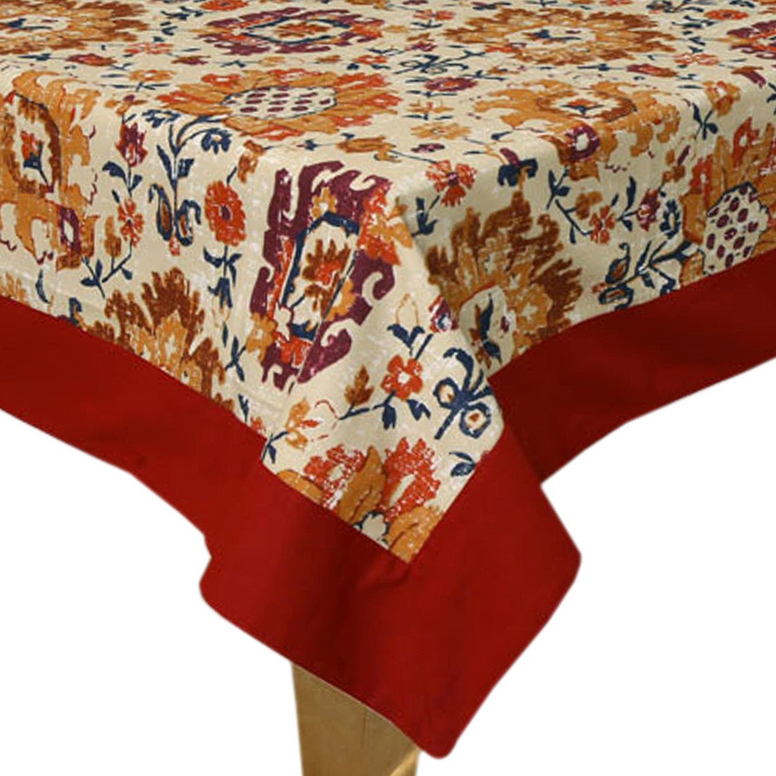  BILBERRY Furnishing Floral 6 Seater Table Cover (Multicolor, Cotton)