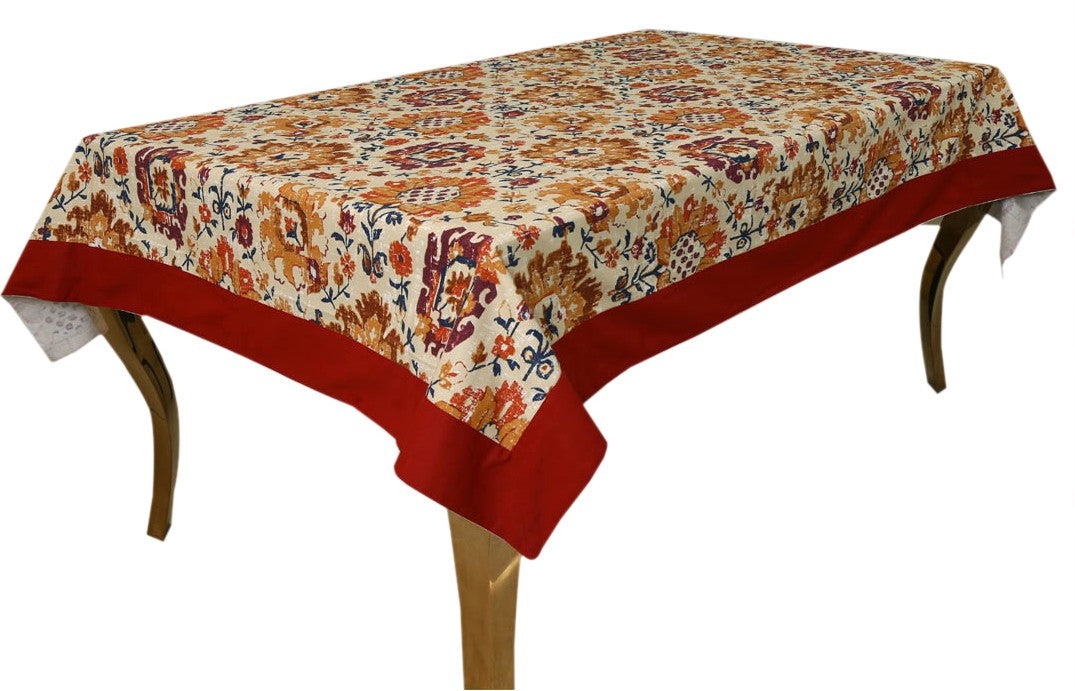  BILBERRY Furnishing Floral 6 Seater Table Cover (Multicolor, Cotton)