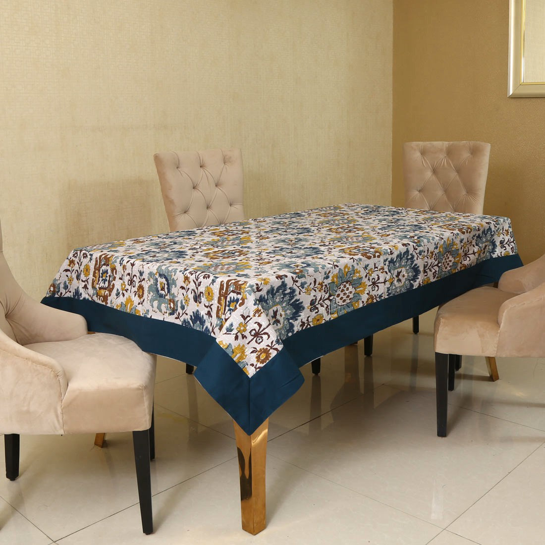  BILBERRY Furnishing Floral 6 Seater Table Cover (Multicolor, Cotton)