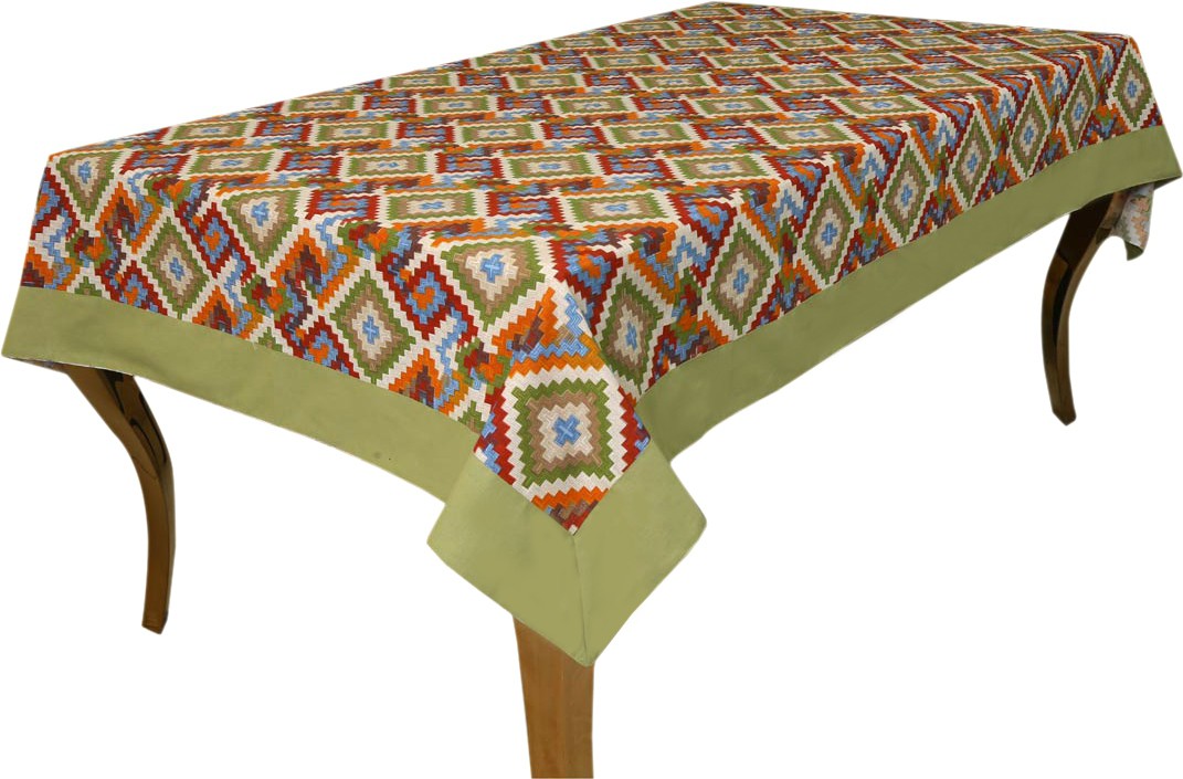  BILBERRY Furnishing Graphic 6 Seater Table Cover (Multicolor, Cotton)