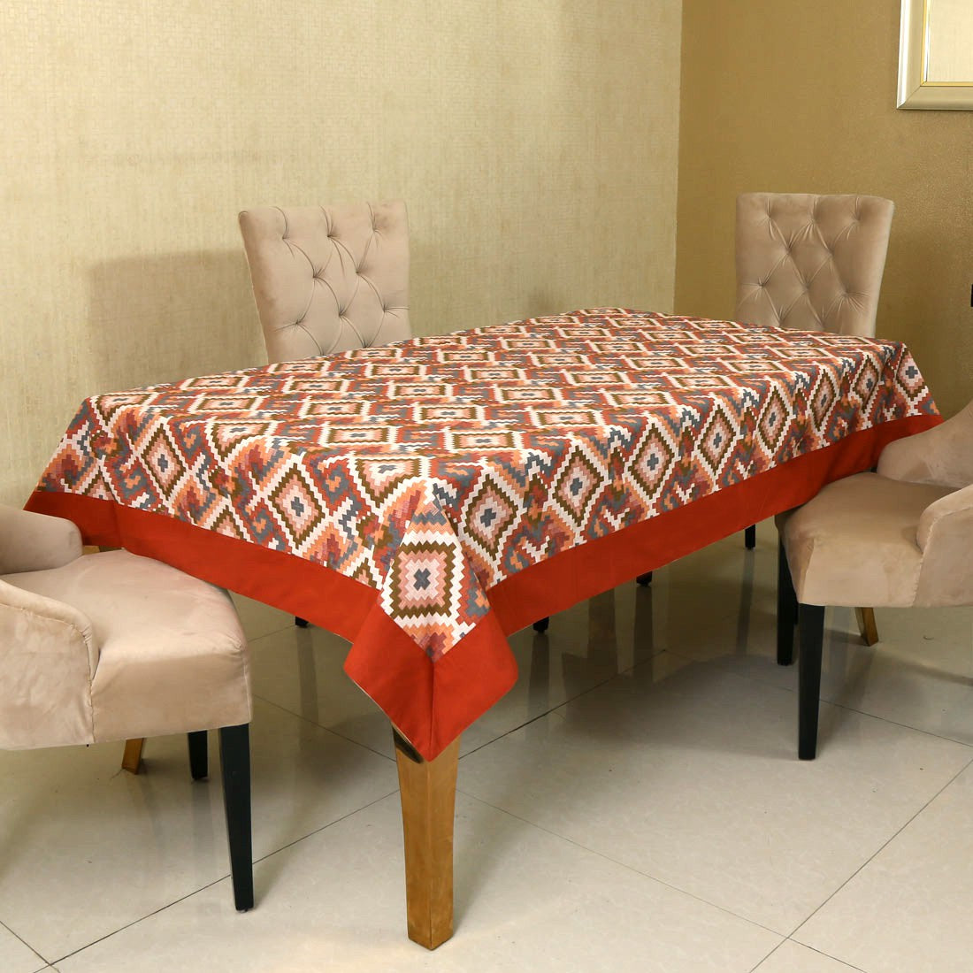  BILBERRY Furnishing Floral 6 Seater Table Cover (Multicolor, Cotton)