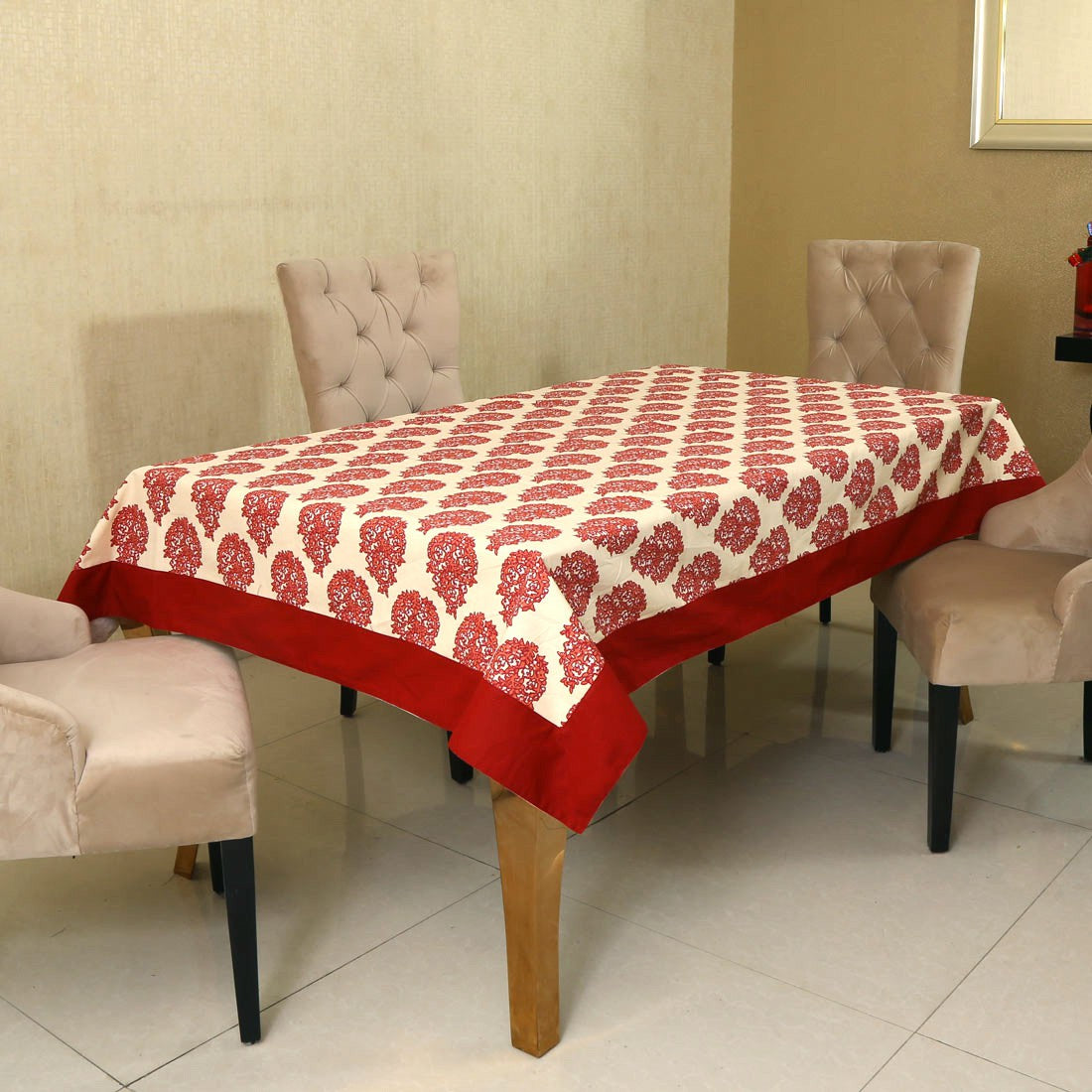  BILBERRY Furnishing Floral 6 Seater Table Cover (Multicolor, Cotton)