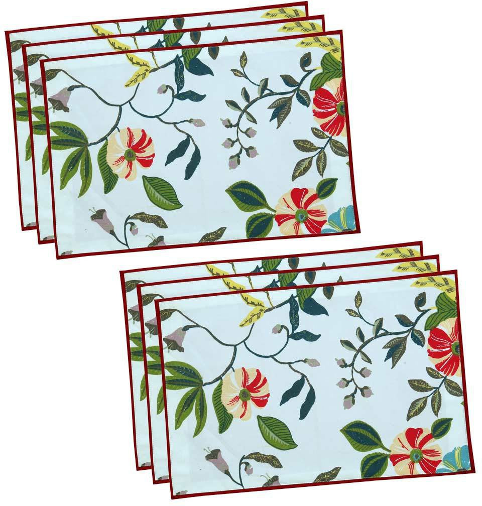 BILBERRY Furnishing By Preeti Grover Rectangular Pack of 3 Table Placemat (Multicolor, Cotton)