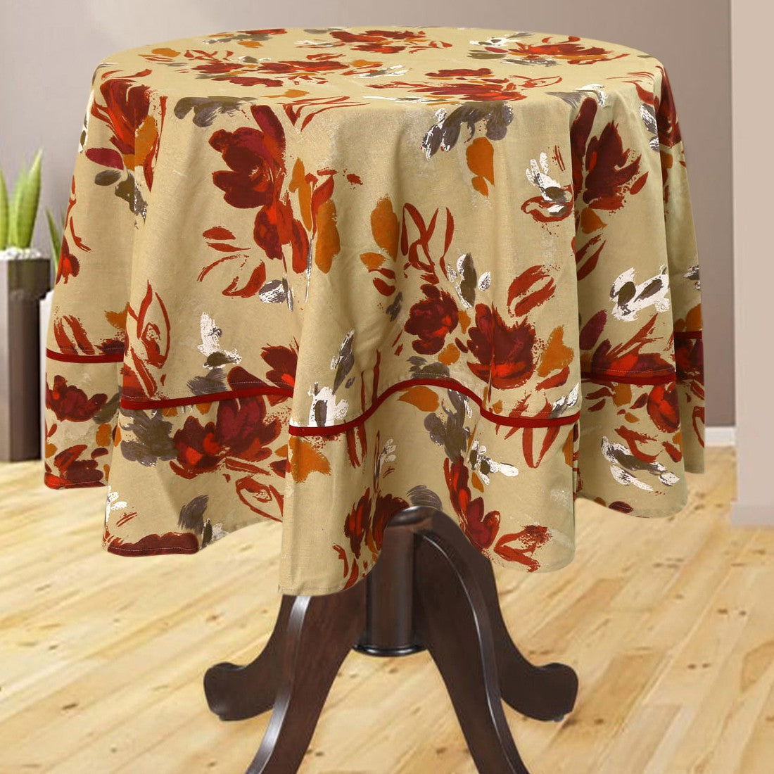  BILBERRY Furnishing Floral 4 Seater Table Cover (Multicolor, Cotton)