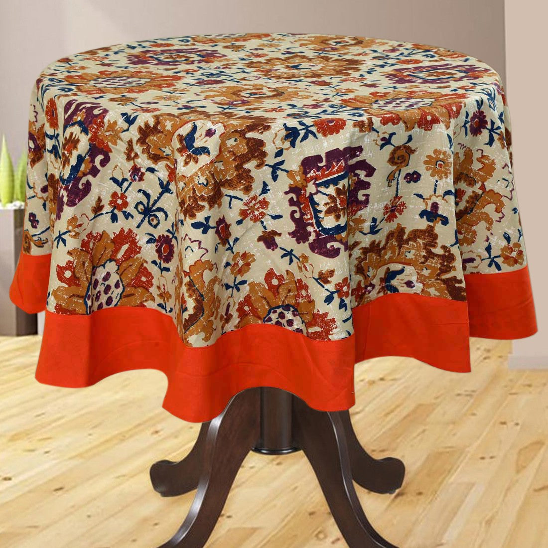  BILBERRY Furnishing Floral 4 Seater Table Cover (Multicolor, Cotton)