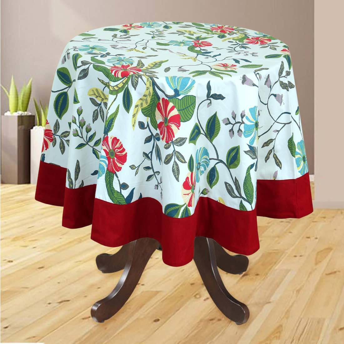  BILBERRY Furnishing Floral 4 Seater Table Cover (Multicolor, Cotton)