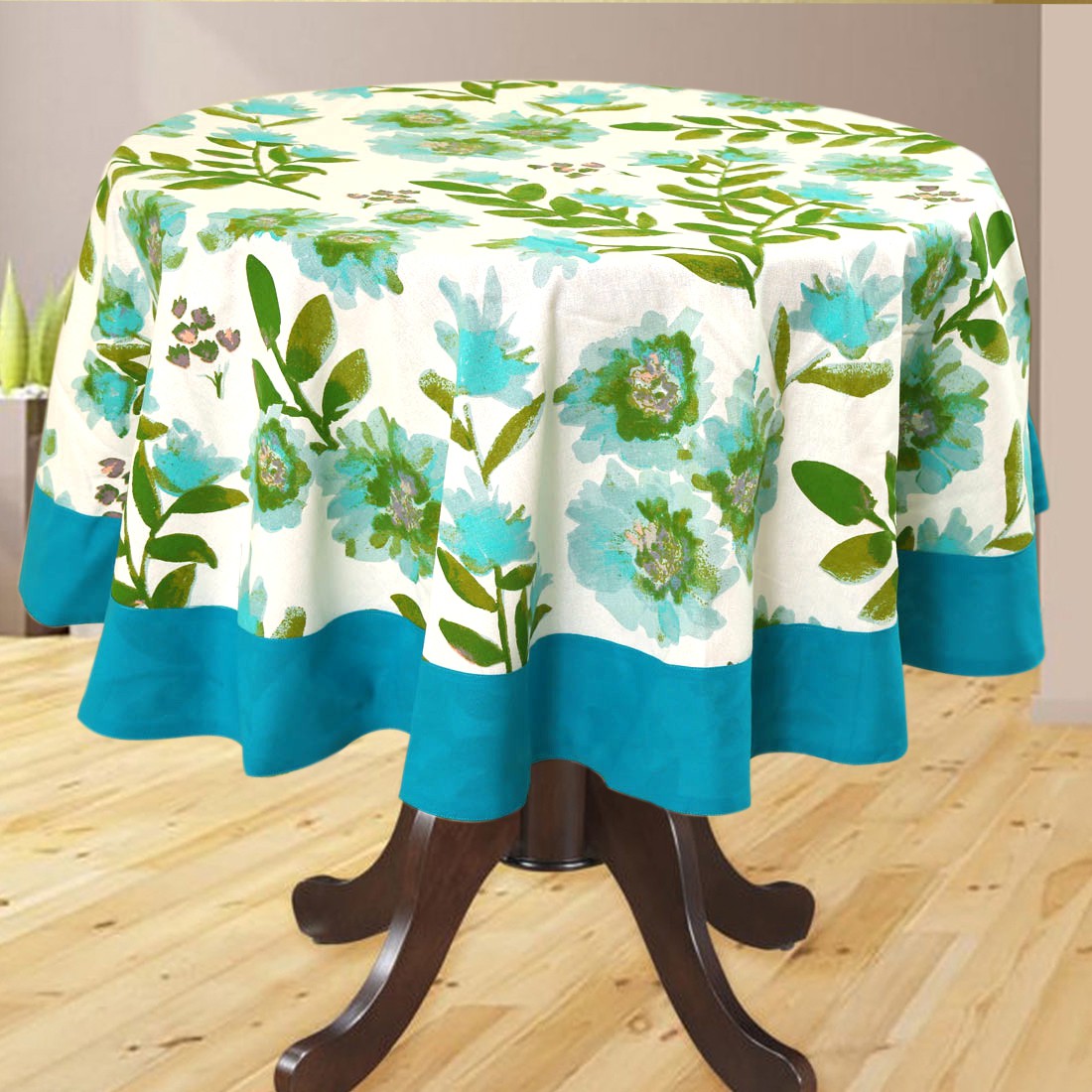  BILBERRY Furnishing Floral 4 Seater Table Cover (Multicolor, Cotton)