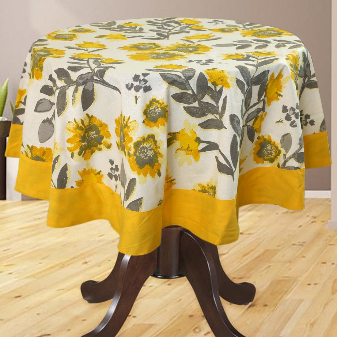  BILBERRY Furnishing Floral 4 Seater Table Cover (Multicolor, Cotton)