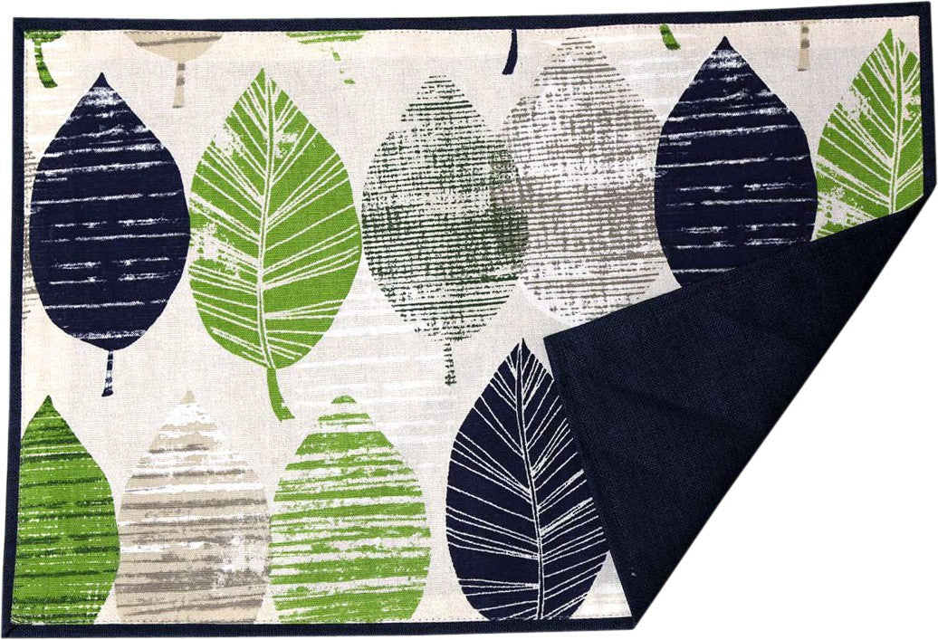 BILBERRY Furnishing By Preeti Grover Square Pack of 3 Table Placemat (Green, Light Blue, Cotton)