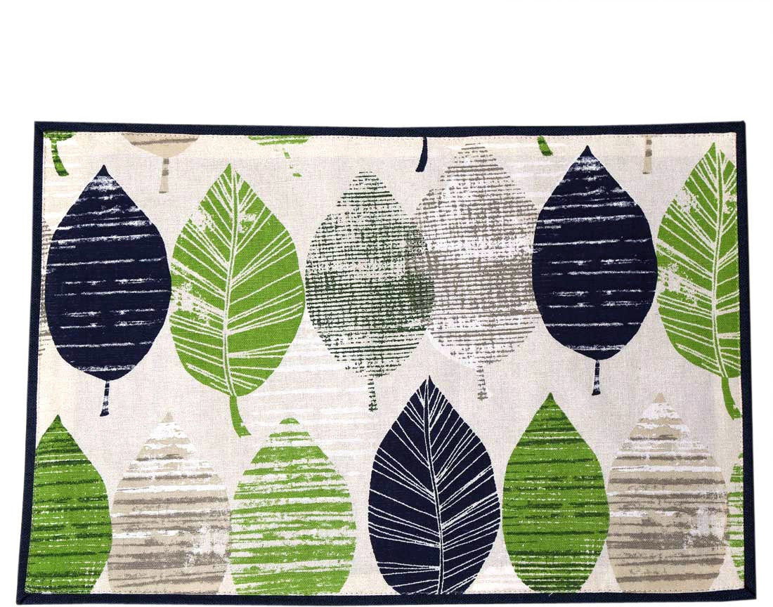 BILBERRY Furnishing By Preeti Grover Square Pack of 3 Table Placemat (Green, Light Blue, Cotton)